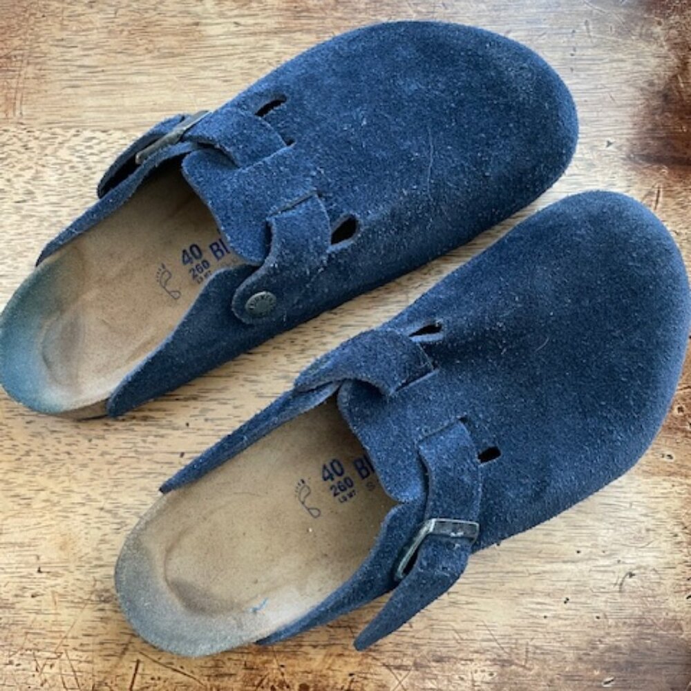 Dark Blue Suede Birkenstock Boston